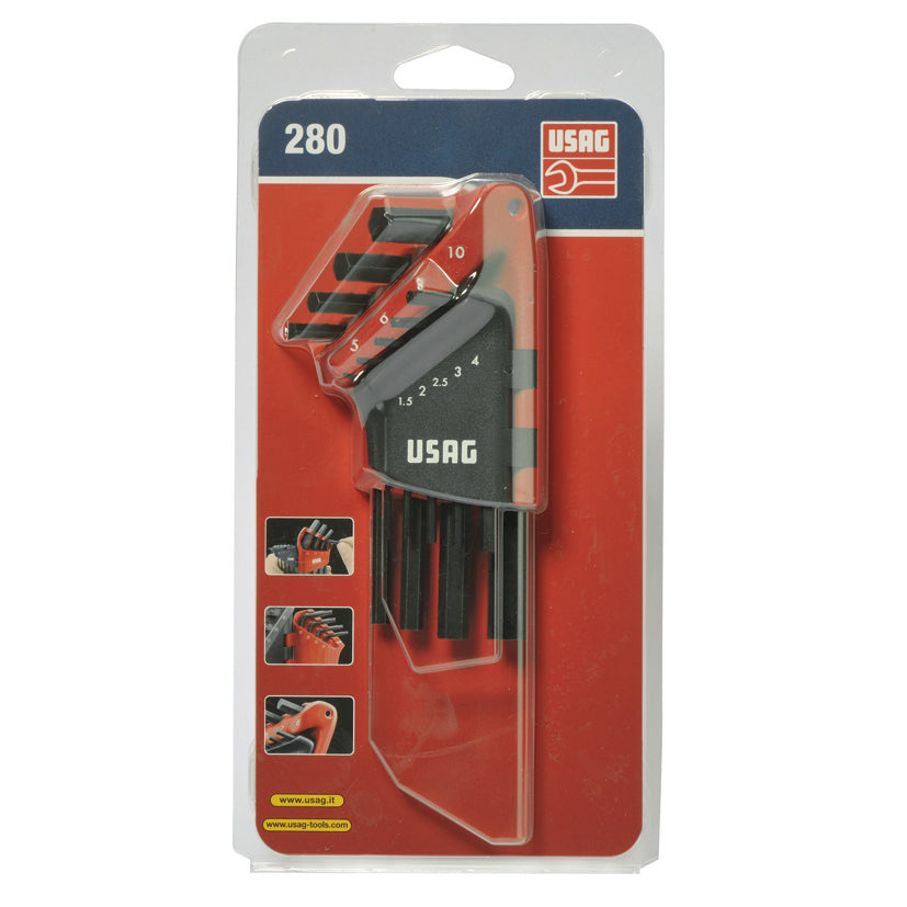 280 N/S9 - Serie di 9 chiavi maschio esagonale - Usag - U02800731 280 N/S9 - Serie di 9 chiavi maschio esagonale - Usag - U02800731